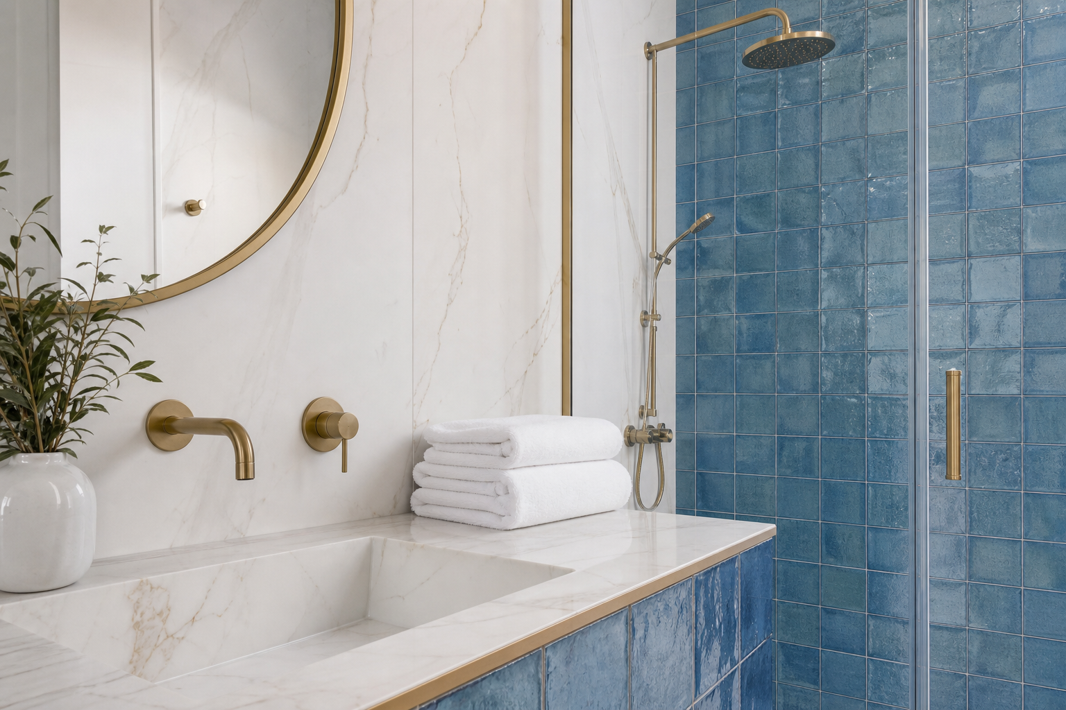 Bagno con maioliche azzurre