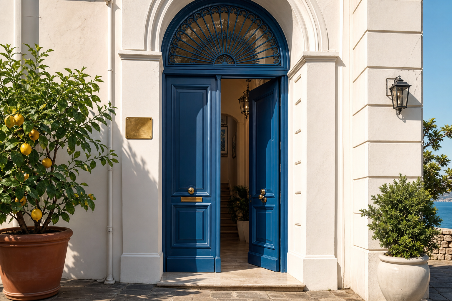 Ingresso del B&B con porta azzurra